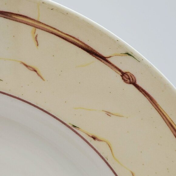 Wedgwood Amway Knotted Raffia Dinner Plate, Set of 2, Maroon Rope on Beige Rim - Picture 4 of 9